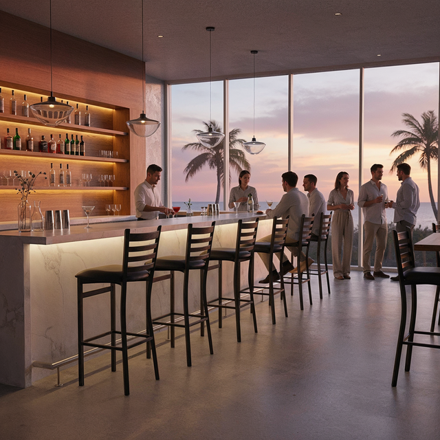 Restaurant Bar Stool (B-59) - Black Vinyl