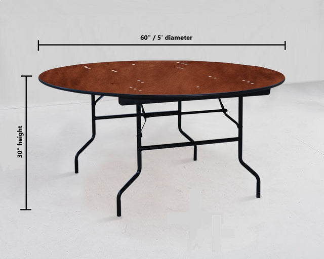 Round Folding Banquet Table (BTW-60) - Heavy Duty Russian Birchwood