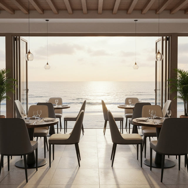 Restaurant Chair (C-64) - Gray & Beige