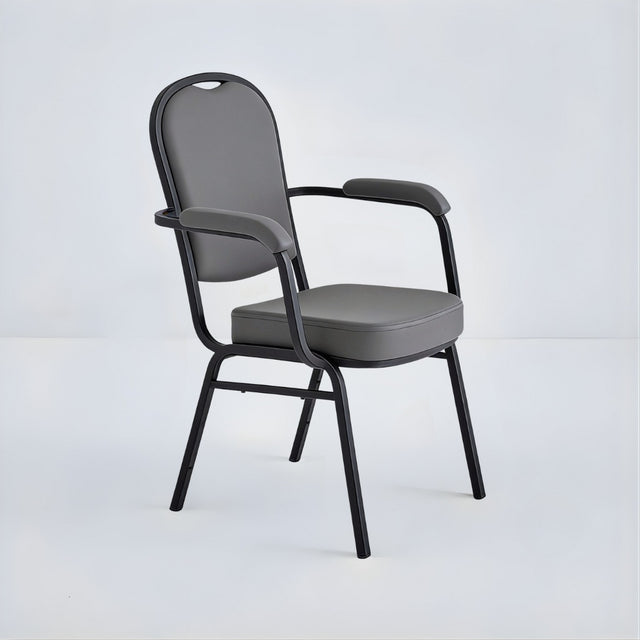 Banquet Stacking Chair with Armrests (CSA-30) - Gray Vinyl