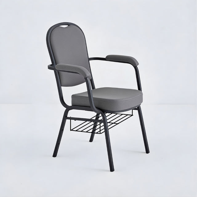 Stacking Church Chair with Armrests (CSACC-30) - Gray Vinyl