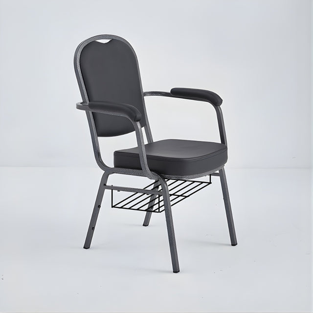 Stacking Church Chair with Armrests (CSACC-30) - Black Vinyl