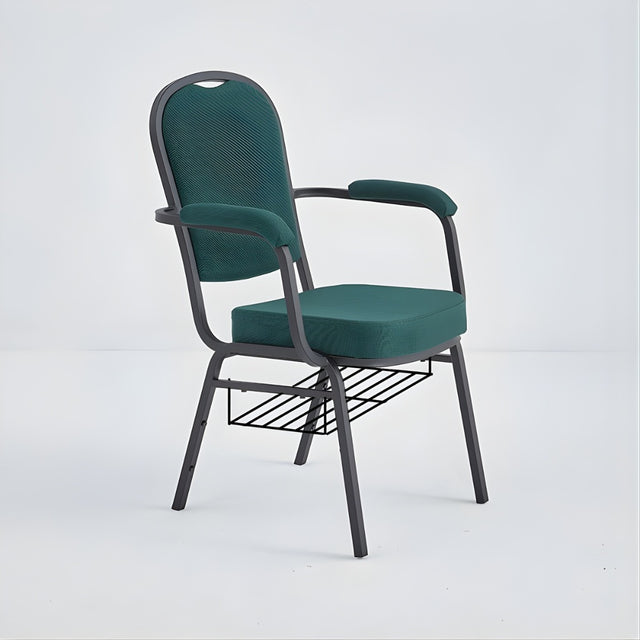 Stacking Church Chair with Armrests (CSACC-30) - Green Fabric