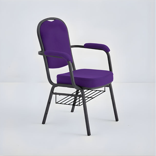 Stacking Church Chair with Armrests (CSACC-30) - Purple Fabric