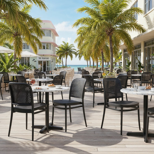 Stacking Restaurant Patio Chair (PC-130) - Black