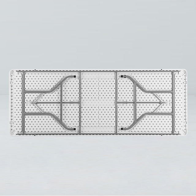 Folding banquet table 30" x 72" with sturdy steel legs and high-density polyethylene surface, designed for durability and convenience.