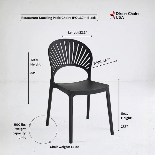 Restaurant Stacking Patio Chairs (PC-132) - Black