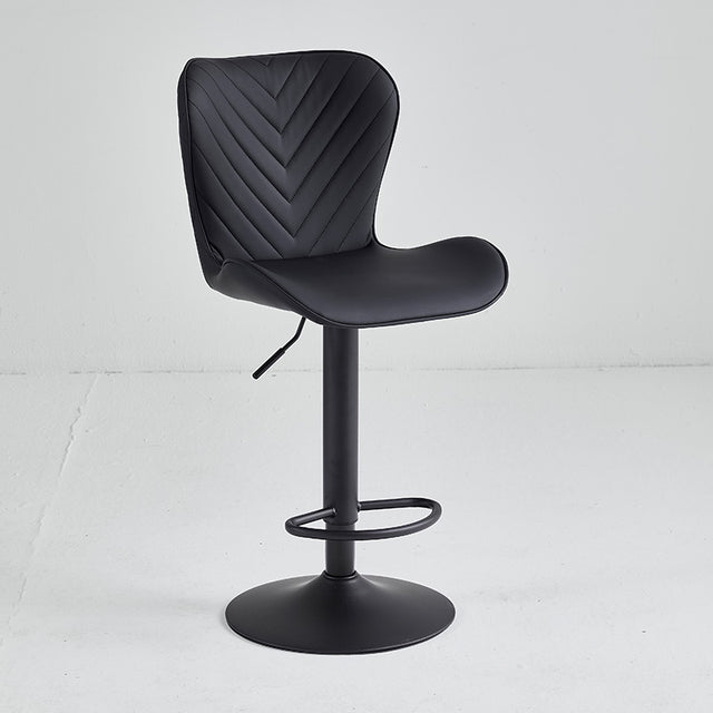 Black restaurant chair B-62-BLA with swivel seat, adjustable height, scratch-resistant vinyl upholstery, and sturdy black metal legs for stylish comfort.