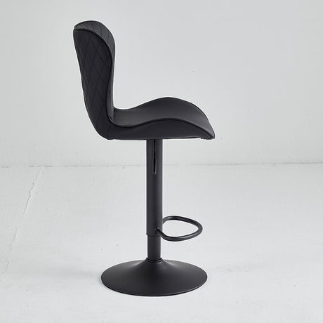 Black restaurant chair B-62-BLA with swivel seat, adjustable height, scratch-resistant vinyl upholstery, and sturdy black metal legs