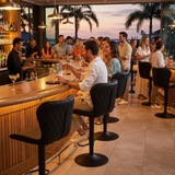 Swivel Restaurant Chair Stool with Adjustable Height (B-62) - Black