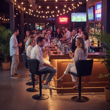 Swivel Restaurant Chair Stool with Adjustable Height (B-62) - Black