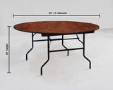 Round Folding Banquet Table (BTW-60) - Heavy Duty Russian Birchwood