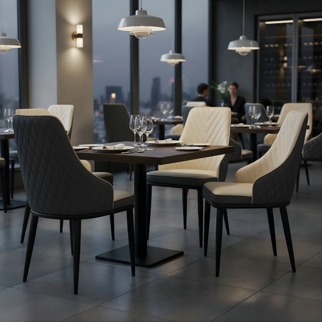 Restaurant Chair (C-62) - Gray & Beige