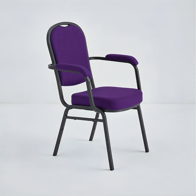 Banquet Stacking Chair with Armrests (CSA-30) - Purple Fabric