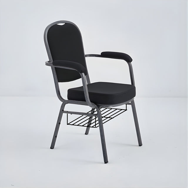 Stacking Church Chair with Armrests (CSACC-30) - Black Fabric