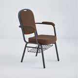 Stacking Church Chair with Armrests (CSACC-30) - Brown Fabric