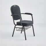 Stacking Church Chair with Armrests (CSACC-30) - Gray Fabric
