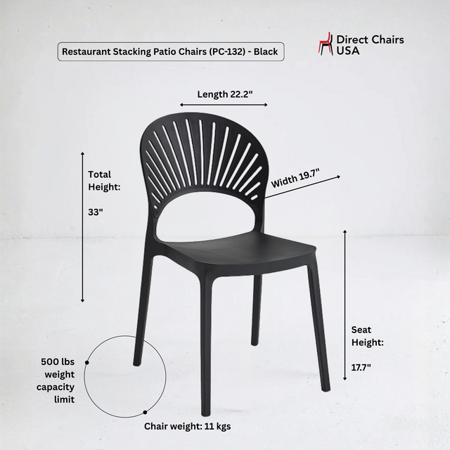 Restaurant Stacking Patio Chairs (PC-132) - Black