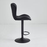 Black restaurant chair B-62-BLA with swivel seat, adjustable height, scratch-resistant vinyl upholstery, and sturdy black metal legs 